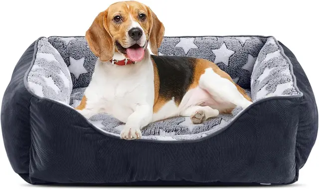 FURTIME Cama para Perros Medianos Antideslizante Antiestres - Colchon Lavable, Caseta, Cuna, Sofa - M(63x53x20cm) Negro