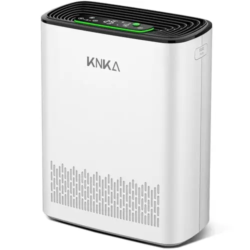 KNKA Purificador de aire, CADR 300 m³/h, hasta 80 m², Rendimiento HEPA (Modo Noche) ya que elimina 99,97% Polvo/Polen/Olores, con Sensor Inteligente, Ideal Fumatori y Mascotas, APH3000