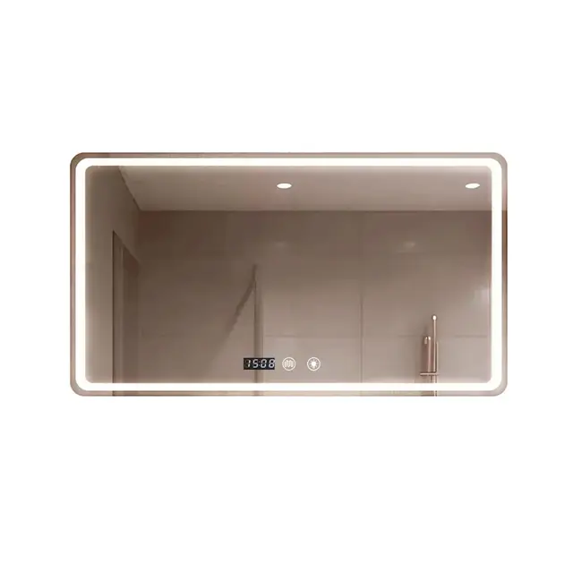 Espejo de Baño con Luz. Espejo Rectangular de Pared con Enchufe, 3 Tonos de Color, Ajuste de Brillo y Antivaho, con Indicador de Hora y Temperatura. Ideal para Baño o Tocador. (Horizontal – 100x75cm)