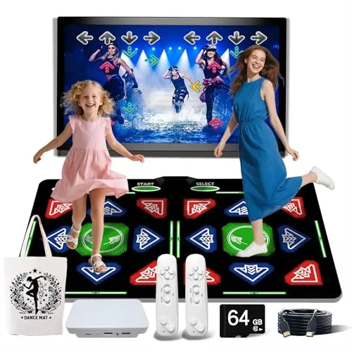 Esterilla de Baile HDMI para niños y Adultos, Almohadilla de Baile de 64 GB con 1000 Juegos, 885 Canciones y 81 MTVs, Esterilla de Fitness de Franela Suave para Yoga, Correr, aeróbic, Deportes y