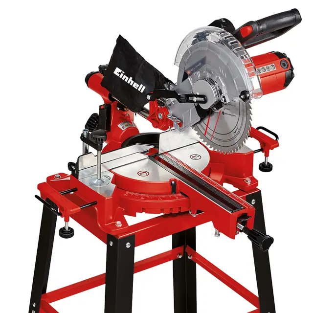 Einhell Ingletadora, 1900 W, 4.800 rpm, cabezal de sierra basculante, incluida la hoja de sierra HM, Color Rojo
