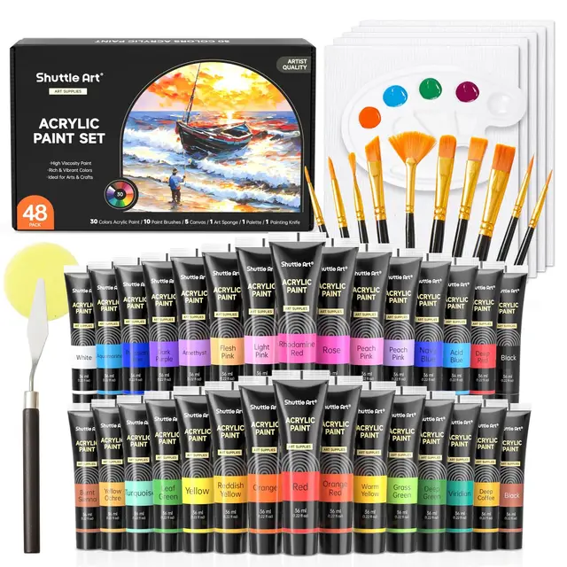shuttle art kit 48 piezas acrílica
