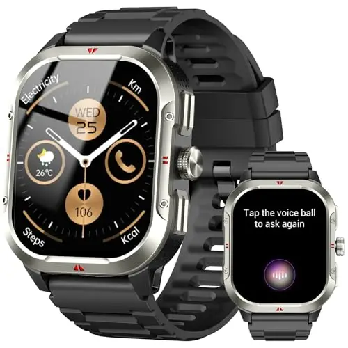 Reloj Inteligente Hombre con GPS, 2.06'' HD Smartwatch con Llamadas Bluetooth, IP68 Fitness Tracker con 110+ Modos Deportivos, Monitor de Sueño/Podómetro/Pulsómetro/SpO2 Smart Watch para Android iOS