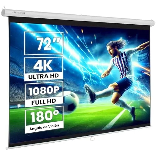 Pantalla de Proyector Manual 72" Pulgadas Luxscreen, Área Visible Blanca 140 x 105cm, Requiere un Espacio de instalación de 153cm, Instalación a Pared ó Techo