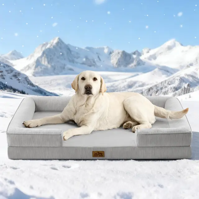 COZY KISS Cama Refrescante Extra Grande para Perros, Cama Perro Verano Impermeable, Ortopédica Sofa para Perros Desenfundable y Lavable, Colchón Perro Viscoelástico Fresco, Gris, XXL(122x89x19cm)