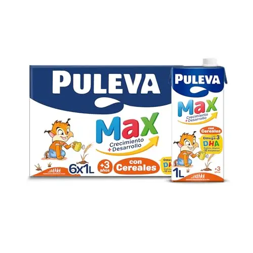 Puleva Max Leche de Crecimiento y Desarrollo con Cereales - Pack 6 x 1Lt