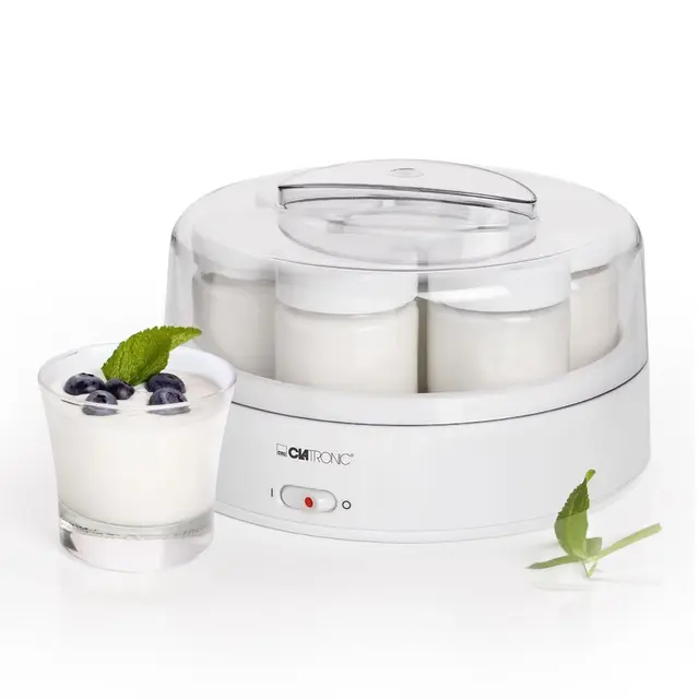 Yogurtera Clatronic para una preparación rápida y fácil | Yogurtera para yogur, queso fresco y queso crema | Yogurtera con 7 tarros de 160 ml con tapa | JM 3344