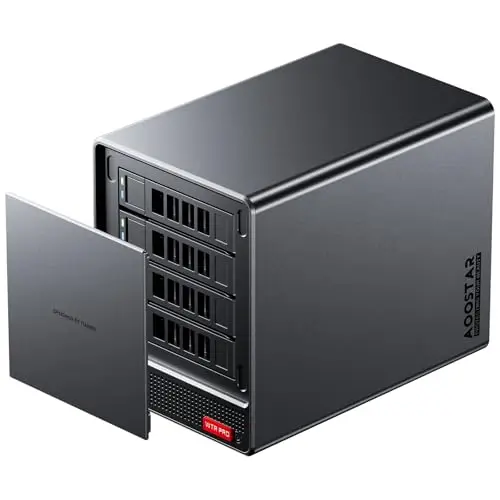 AOOSTAR Ryzen 7 5825U Mini PC NAS de 4 bahías, Sin RAM Sin SSD, NAS de Escritorio 2 Ranuras M.2 NVMe, 2,5"/3,5" SATAx4 Almacenamiento(hasta 4x22TB), Sin Disco Duro, Solo 4 bahías de Unidad, Sin OS
