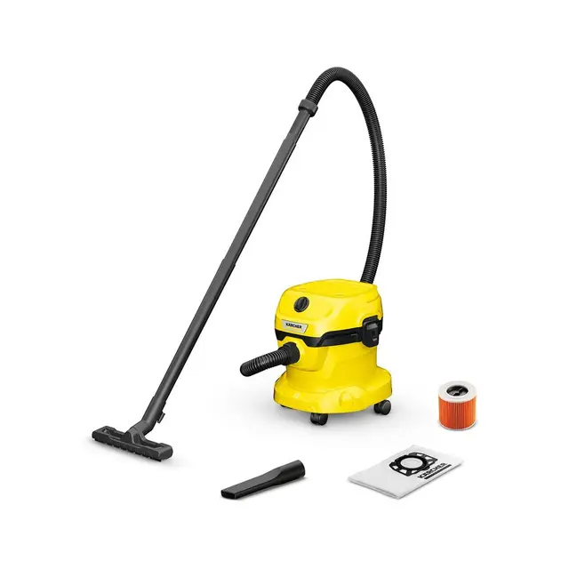 KÄRCHER, Aspirador en seco y húmedo WD 2 Plus V-12/4/18/C, Potencia 1000 W, Incluye Filtros y Boquilla para Suelo y Ranuras, Yellow/Black, Depósito de plástico 12 l, Manguera aspiración 1,8 m