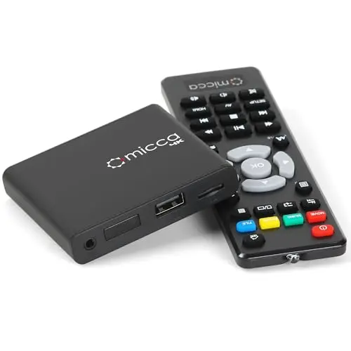 Micca Reproductor Multimedia 4K Ultra-HD para USB y Tarjetas MicroSD, Señalización Digital, Videos MKV MP4 MP3, Salidas HDMI 4K y AV, Reproducción Automática y en Bucle