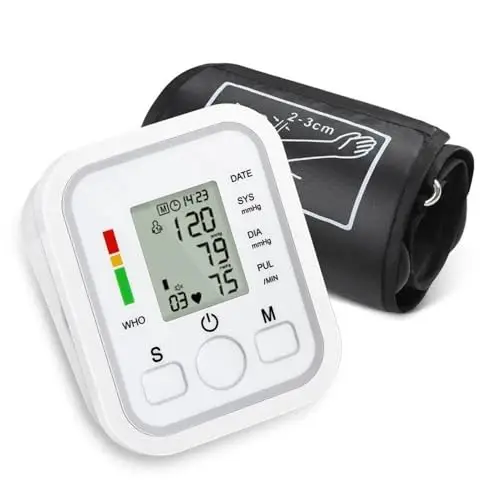 Tensiometro de Brazo, Medidor de Tension Arterial Brazo con Transmisión de Voz, Tensiometro de Brazo Digital 2X99 Memoria, Tensiómetro de Brazo para Uso Doméstico (Brazalete 22-32cm)