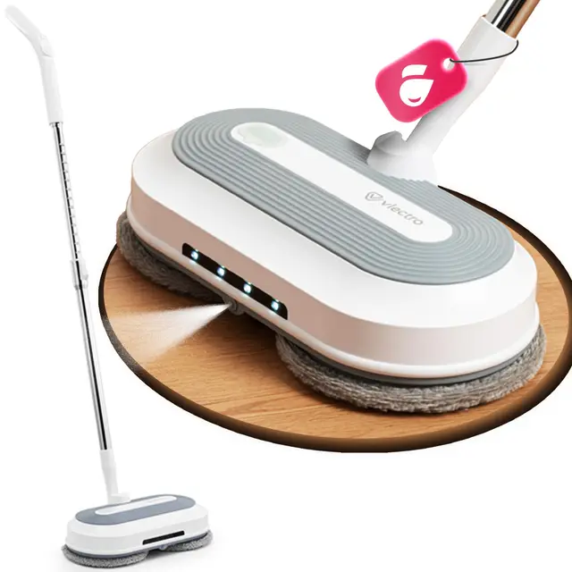 Fregona Electrica sin Cable –Mopas de Limpieza Suelos con 180°/90° Cabezal Doble Giratorio, de Agua Spray, Luz LED, Mopa Electrica para Suelos de Parquet, Baldosas y Duras