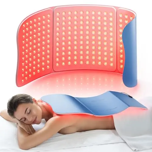 Esterilla de Terapia de Luz Roja e Infrarroja (660nm y 850nm) – Almohadilla LED Flexible Grande para Cuerpo y Espalda, Alivio del Dolor Muscular y Relajación, Uso como Cinturón o Mat (Azul)