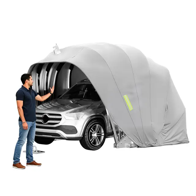 Retráctil Refugio para Vehículos, Cochera Plegable para Exteriores, Toldo para Automóvil Resistente para Todas Las Estaciones Impermeable y a Prueba de Viento para Patios, Berlina