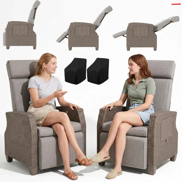 yoizo tumbona ratán sillón jardín set 2