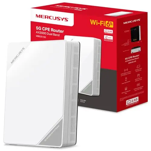 Mercusys MB520‑5G – Router 5G / WiFi 6 Dual Banda AX3000 con módem Integrado, Puerto 2,5 Gbps, Ranura Nano SIM y compatibilidad EasyMesh