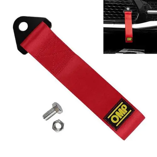 Racing Auto Anhänger Seil,Cuerda de Tracción de Carreras,Correa de Remolque de Coche,Cuerda de Nailon,Correa de Remolque Universal para Coche,para Parachoques Delantero y Trasero 1 Pzs Rojo Tokaneit