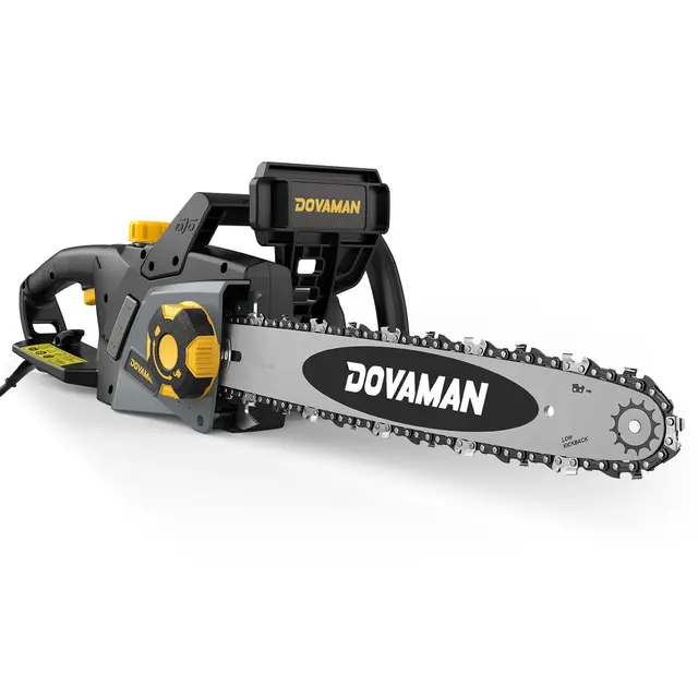 DOVAMAN Motosierra Eléctrica de 2400W, Tensión sin Herramientas en un Paso, 40cm Barra y Cadena Oregon, 15m/s Velocidad de Cadena, Lubricación Automática, Freno Mecánico y 2 Cadenas - DCS01A