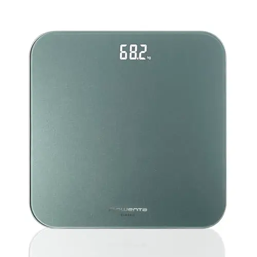 Rowenta Classic 2.0 Báscula de Baño Digital BS1903V0, Pantalla Invisible de Fácil Lectura, Diseño Efecto Eucalipto, Alta Precisión, Encendido Automático, Plataforma Amplia y Resistente