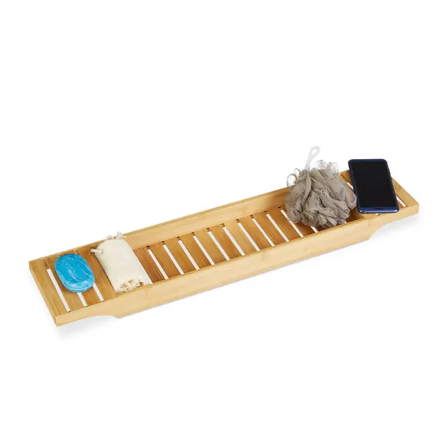 relaxdays bandeja bañera bambú 68,5 cm
