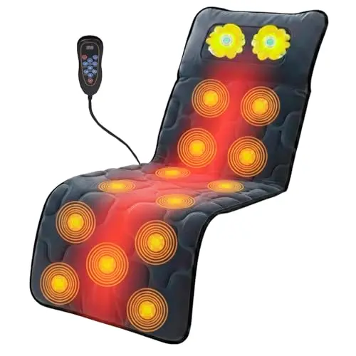 Colchoneta de Masaje Cuerpo Completo, 12 Motores de Masaje, Masajeador Cervical, 10 Modos, Masajeador Shiatsu Para Espalda, Cuello, Piernas, Gluteos, Esterilla de Masaje