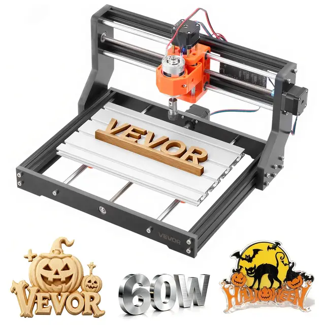 VEVOR Fresadora CNC en Madera de 3 Ejes, Husillo de 60 W, Área de Trabajo 300 x 180 x 40 mm, Estructura de Aleación de Aluminio, para Tallado y Corte de Madera y Acrílico