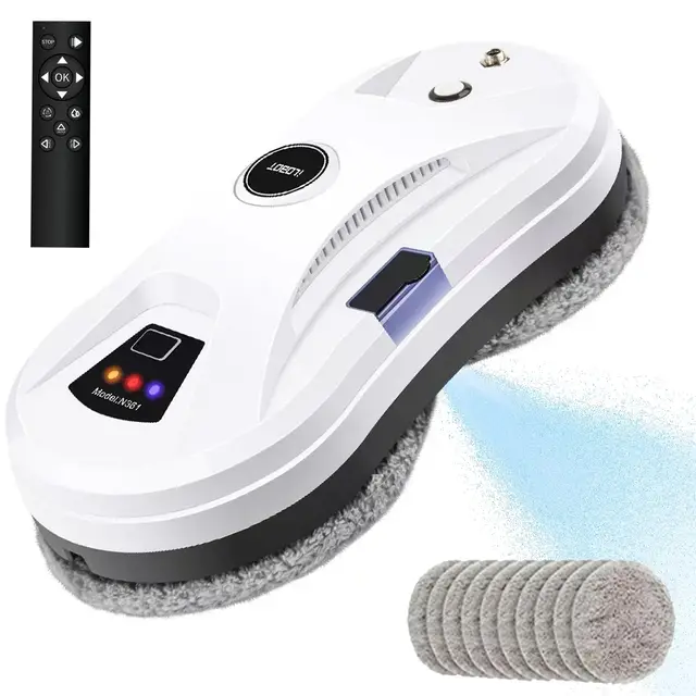 Robot Limpiacristales Robot Limpiador Automático Electrico 5600pa Fuerte Potencia de Succión con automática de rociado de Agua para Grandes Ventanales Exteriores