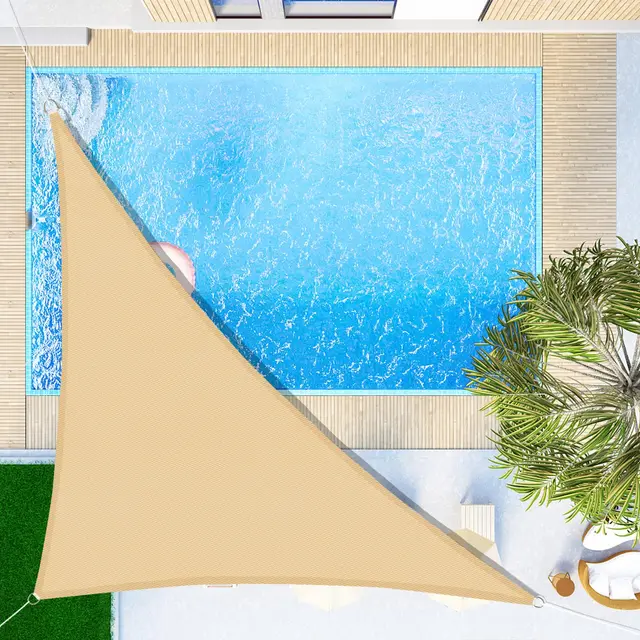 SUNNY GUARD Toldo Vela de Sombra Impermeable 3x3x4.25m Triangular a Prueba de Viento protección UV para Patio,Jardín, Exteriores, Terraza, Color Arena