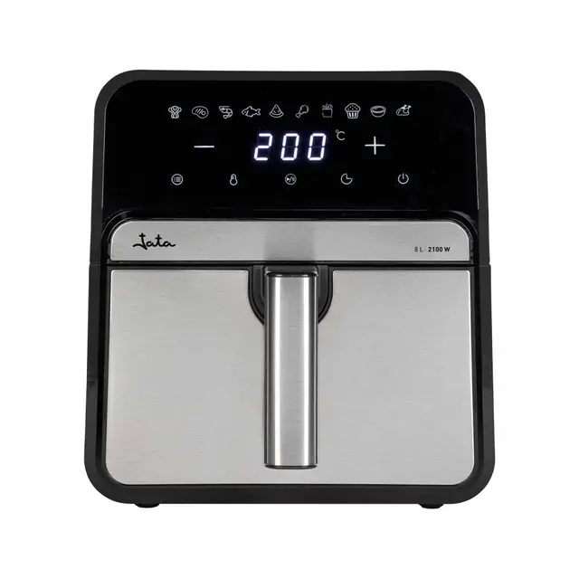 JATA JEFR1242 - Freidora de Aire sin Aceite de 8 L. Air Fryer 2100 W. 10 Programas Automáticos. Panel Táctil Intuitivo. Hasta 200ºC. Temporizador 60 minutos. Freír, Hornear, Asar, Deshidratar