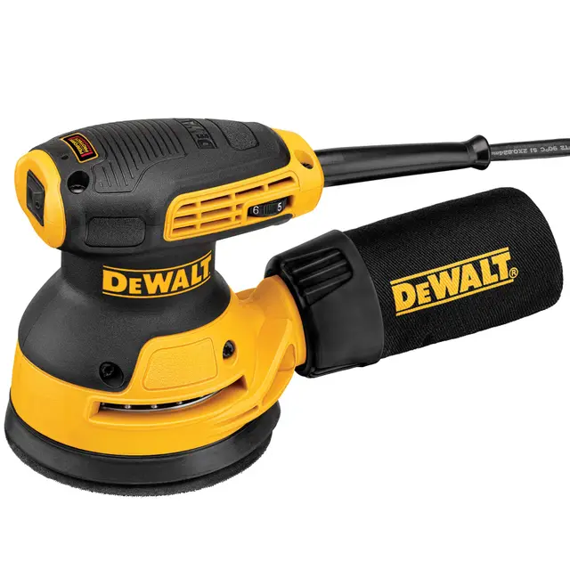DEWALT Lijadora Rotorbital 280W Ø125mm, 8,000-12,000 OPM, Motor Velocidad Variable, Diseño Compacto, Baja Vibración para Uso Prolongado, DWE6423-QS