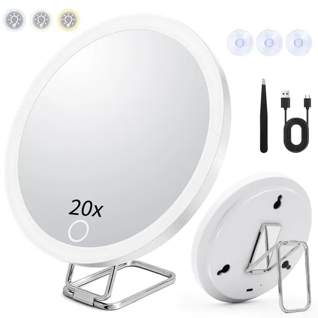 yeecka espejo maquillaje 20x con luz