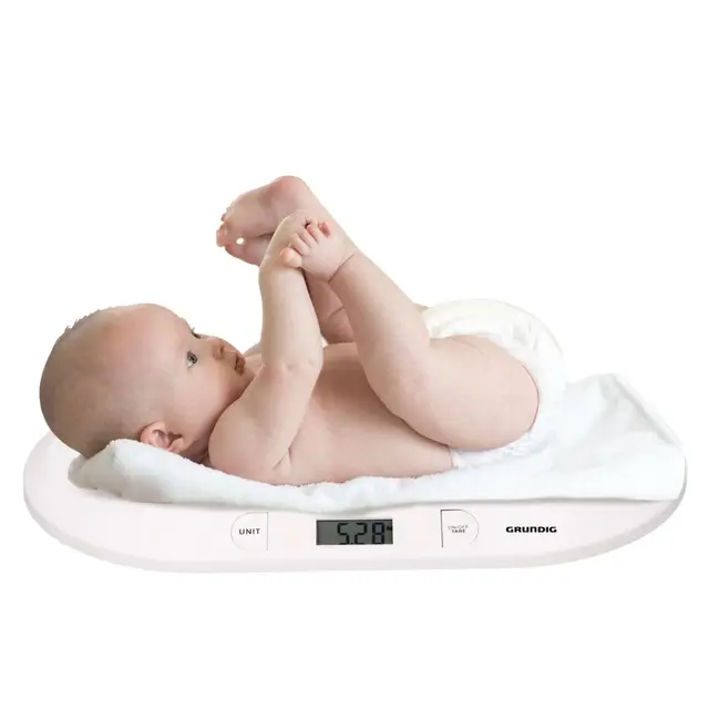 Grundig Bascula Bebe Digital - Bascula Bebe Recien Nacido - Bébes Hasta 20 G - 10 GR de Precisión - Función de Tara - Blanco