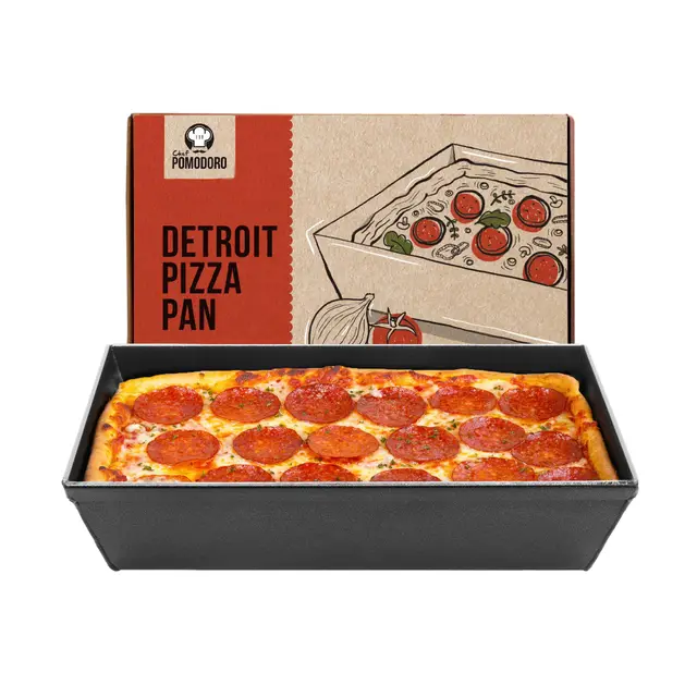 Chef Pomodoro bandeja pizza horno 25 x 10 cm, molde pizza horno rectangular para porción individual, estilo Detroit pizza pan, aluminio antiadherente, ideal para reposteria, tarta y moldes reposteria