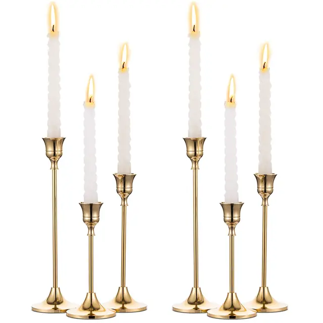 nuptio set 6 candelabros cónicos latón