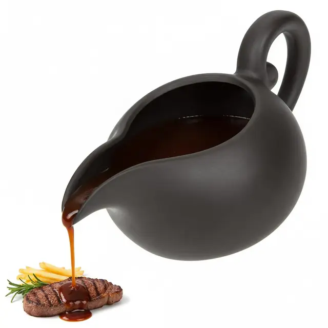 housoutil salsera porcelana negra retro