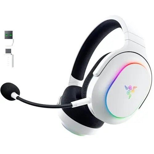 Razer Barracuda X Chroma - Auriculares inalámbricos para Juegos multiplataforma con 6 Zonas Chroma RGB (SmartSwitch Hyperspeed y Bluetooth, Altavoces de 40mm, micrófono Desmontable) Blanco