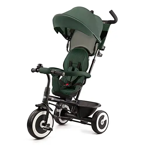 Kinderkraft Aston Triciclo Evolutivo, Bicicleta Sin Pedales, Bicicleta Bebe, para Niños, Cinturón, con Accesorios, Portavasos, Cesta, 9 Meses a 25 kg, Verde