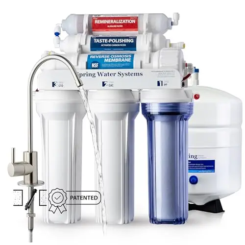iSpring RCC7AK Osmosis Inversa Domestica, NSF 58 Certificado, 75GPD Purificador Agua Debajo del Fregadero, 6 Etapas con Remineralización de Agua PH+, Diseño Patentado de Grifo para Fácil Instalación