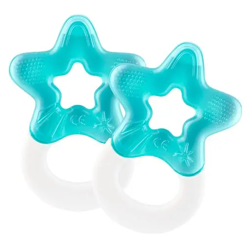 Dentistar Set de 2 mordedores refrescantes para bebés de 3 meses en adelante - Ayuda refrescante para la dentición y juguete para la dentición para bebés y niños pequeños - Sin BPA - Turquesa