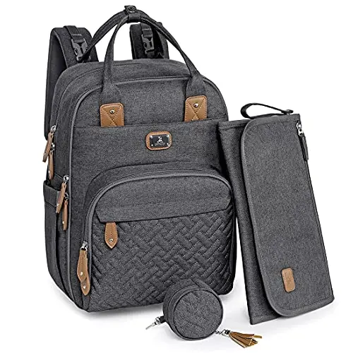 Dikaslon Mochila Cambiador, Mochila Pañalera Grande Bolsas Multifuncionales para Bebés con Cambiador Portátil, Portachupete y Correas para el Cochecito, para Mamá y Papá
