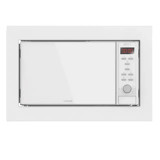 Cecotec Microondas encastrable Digital GrandHeat 2350 Built-In White. 900W, Integrable, 23 Litros, Grill, 9 Funciones preconfiguradas, Quick Start, Temporizador