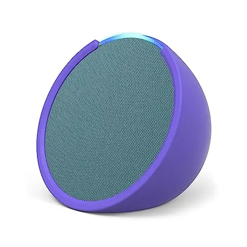 Echo Pop | Altavoz inteligente Bluetooth con Alexa de sonido potente y compacto | Verde azulado + funda blanda, Made for Amazon, para Echo Pop (modelo del 2023), Morada
