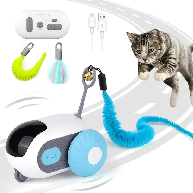 Juguetes para Gatos autónomos, Juguete Interactivo para Gatos autoempleo,Juguete Interactivo para Gatos con Mando a Distancia,Modo Inteligente de Control Remoto + Modo automático