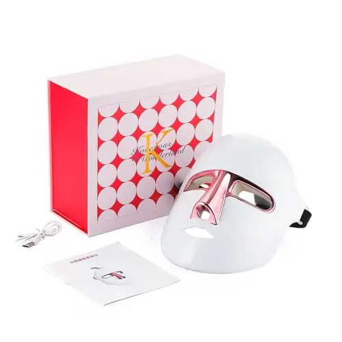 Máscara de terapia de luz LED de 7 colores, terapia de luz facial SPA cuidado de la piel máscara de tratamiento facial y cuello, dispositivo de belleza ligero para rejuvenecimiento