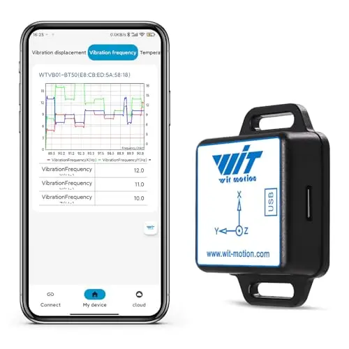 [Sensor de vibración BLE] Módulo de vibración inteligente WTVB01-BT50, detector de vibración de 3 ejes (frecuencia, desplazamiento, velocidad y ángulo), monitor inalámbrico de motor de impacto