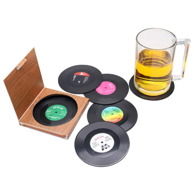 zhezhe 6 posavasos retro vinilo lp