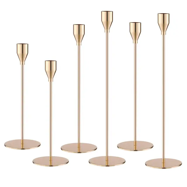 bucomtu 6 piezas candelabros dorados