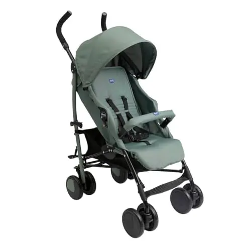 Chicco Echo Lite, Silla de Paseo Bebé Ligera, 0+ Meses-22 Kg, Respaldo Reclinable en 4 Posiciones, Asiento Espacioso, Paragolpes, Cierre Paraguas, Frenos Gemelos y Ruedas Delanteras Giratorias, Verde
