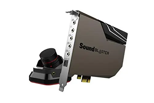 Creative Sound Blaster AE-7 - Tarjeta de sonido DAC/amplificador PCI-e de alta resolución con biamplificador de auriculares Xamp Discreet y módulo de control de audio gris/negro