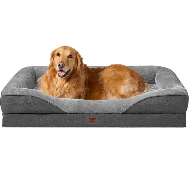 EHEYCIGA Cama Ortopedica y Viscoelastica para Perro Extra Grande 106x76x18.5 cm, Memory Foam Sofa para Perros Lavable, Cama Gato Suave, Gris Oscuro